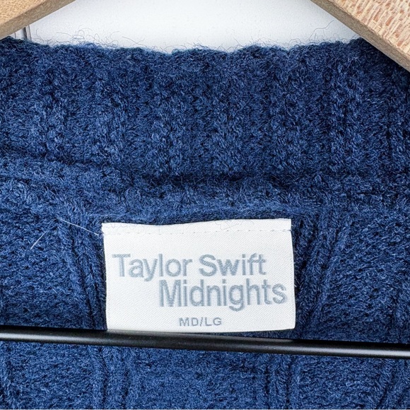 Taylor Swift Midnights Cardigan Sweater NEW Medium Large M/L Navy Blue Stars - Picture 4 of 11
